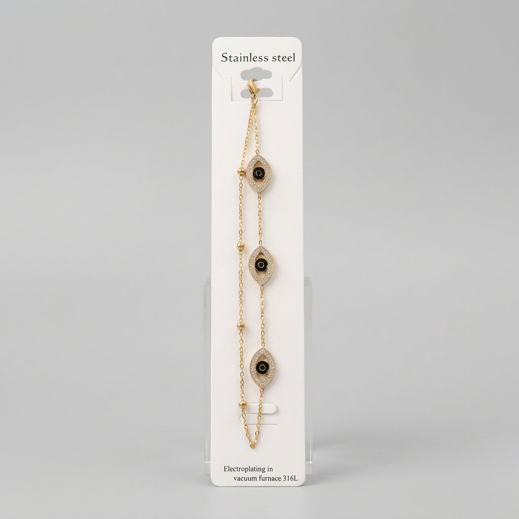 Gold Evil Eye Layered Bracelet
