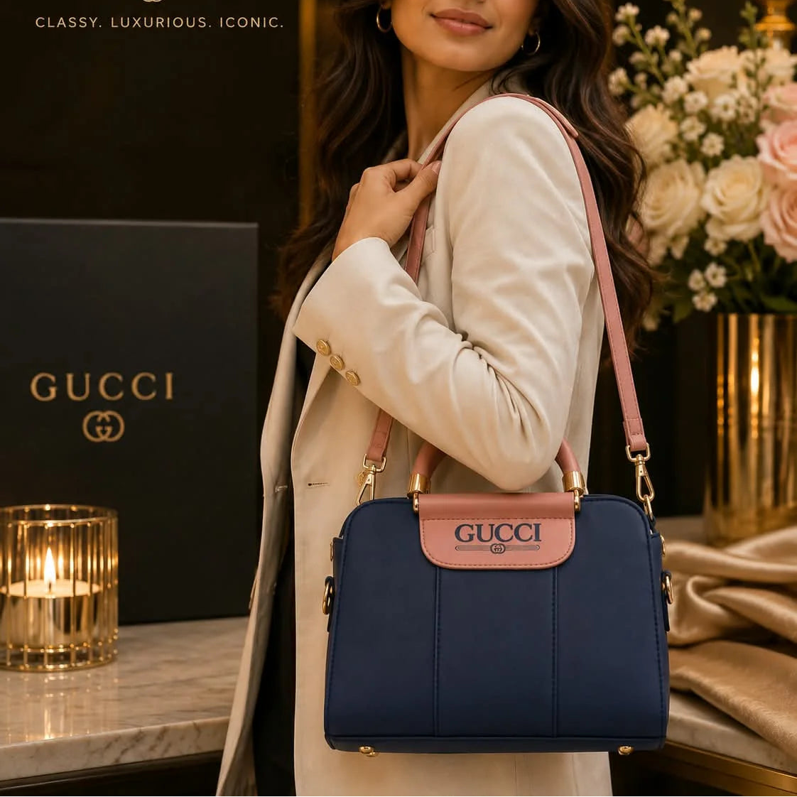 GUCCI Two Tone Top Handle Handbag