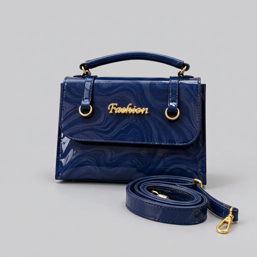 Fashion Marble Print Flap Top Handle Crossbody Bag with Shoulder Strap
