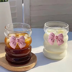 One Cute Chubby Cup With Girly Bow Glass Straw