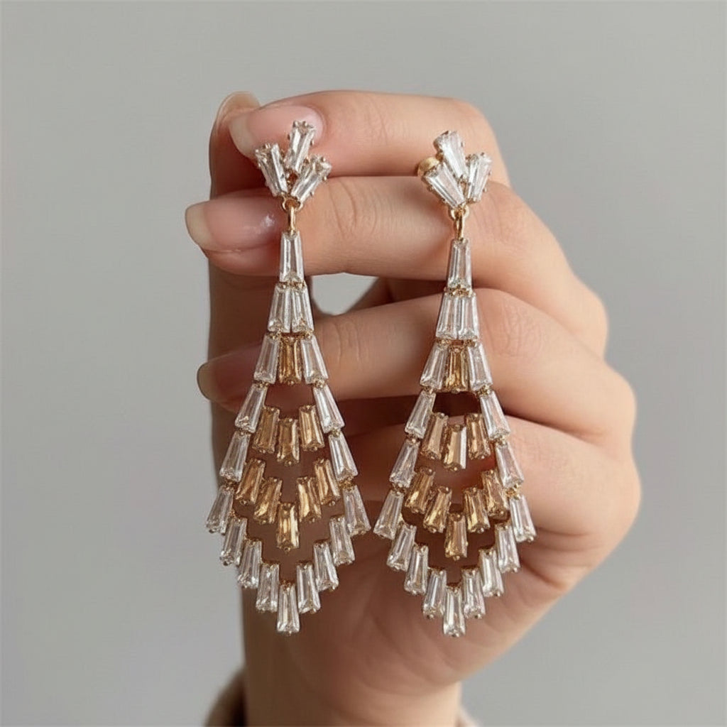 Gold-Tone Crystal Chandelier Earrings