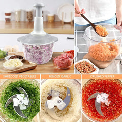 Manual Food Chopper Speedy Chopper with 3 Curved Stainless Steel Blades