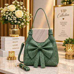 Embossed Bow Floral Handbag
