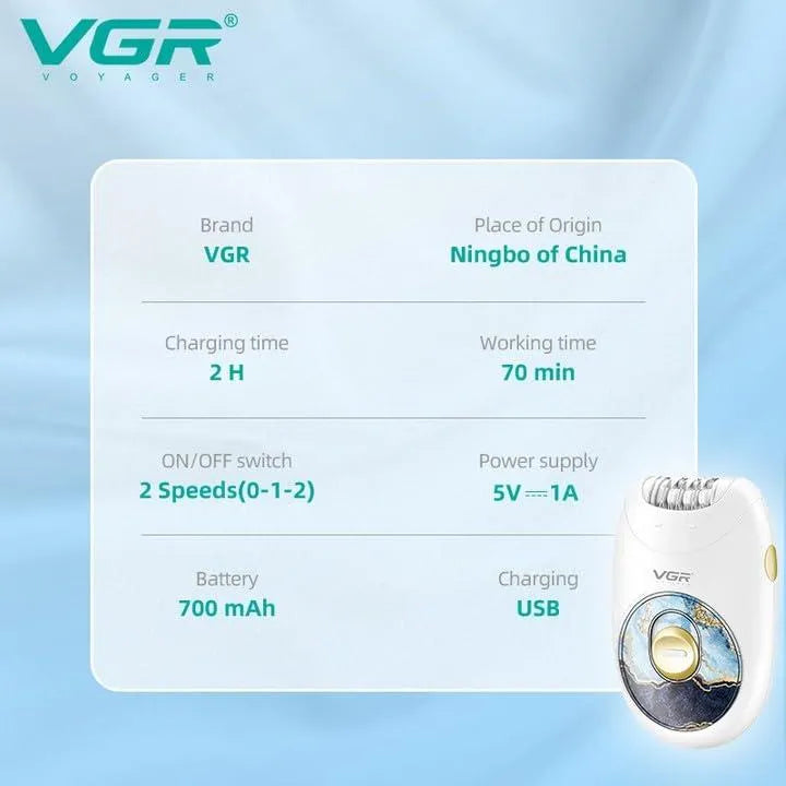 VGR V-706 Cordless Professional Women Epilator with 18 Tweezers