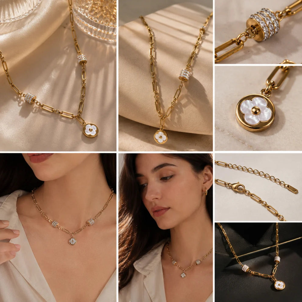 Stainless Steel Luxury Gold Clover Pendant Necklace - Each