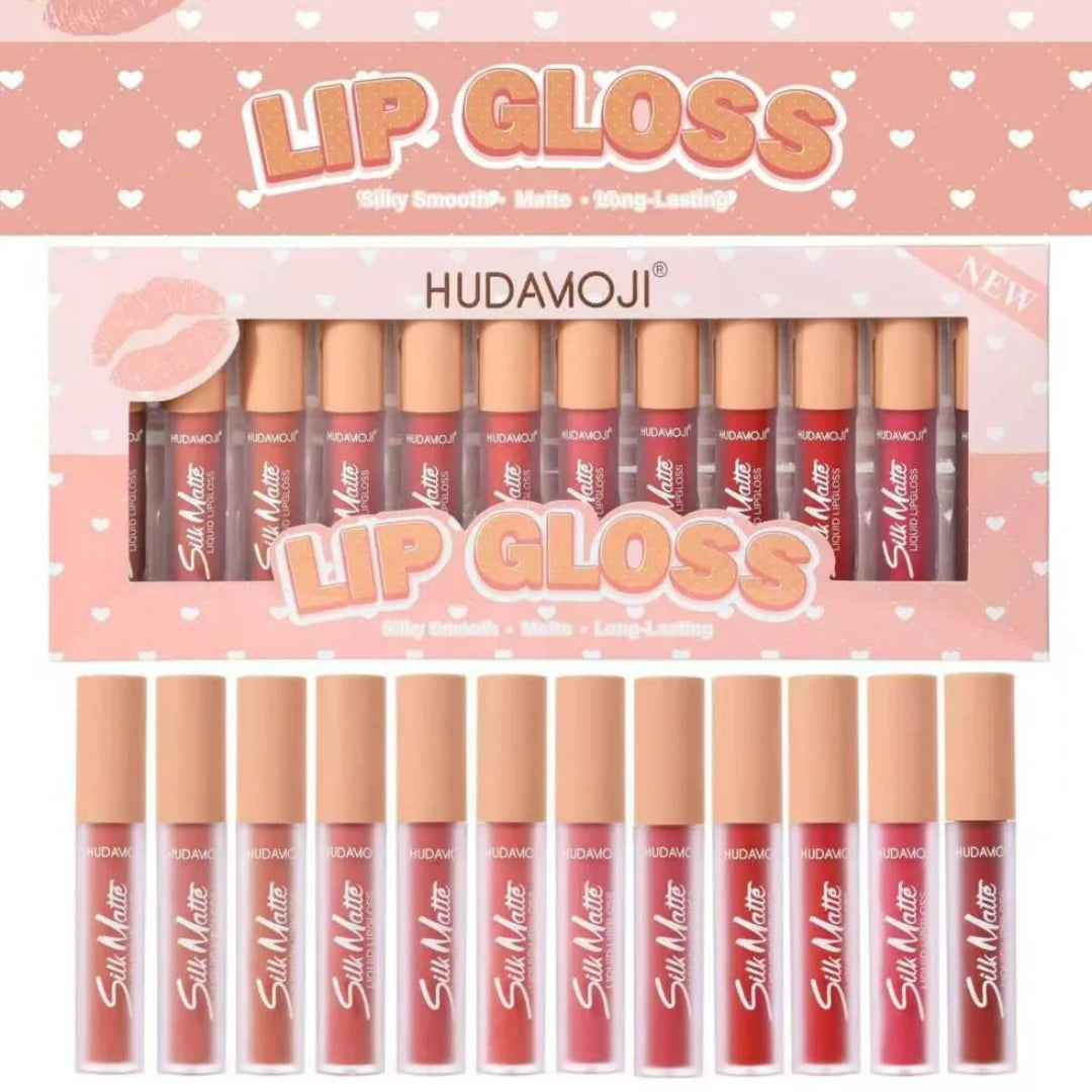 Hudamoji Silk Matte Liquid Lipgloss - 12PCS Set