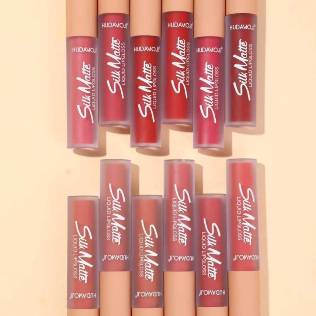 Hudamoji Silk Matte Liquid Lipgloss - 12PCS Set