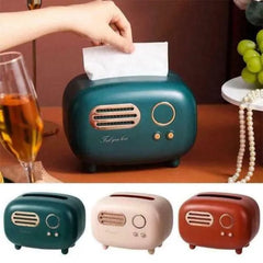Retro Radio Tissue Box - Vintage Style Desktop Tissue Holder
