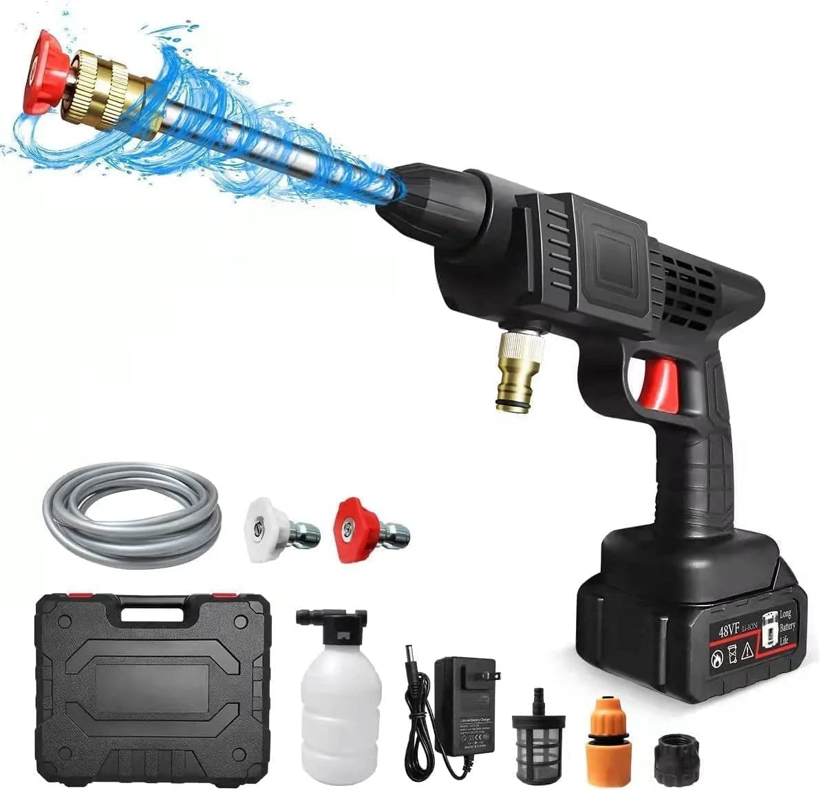 Automatic Cordless Car Wash Spray Gun – 48V High Pressure Wireless Foam Jet Washer