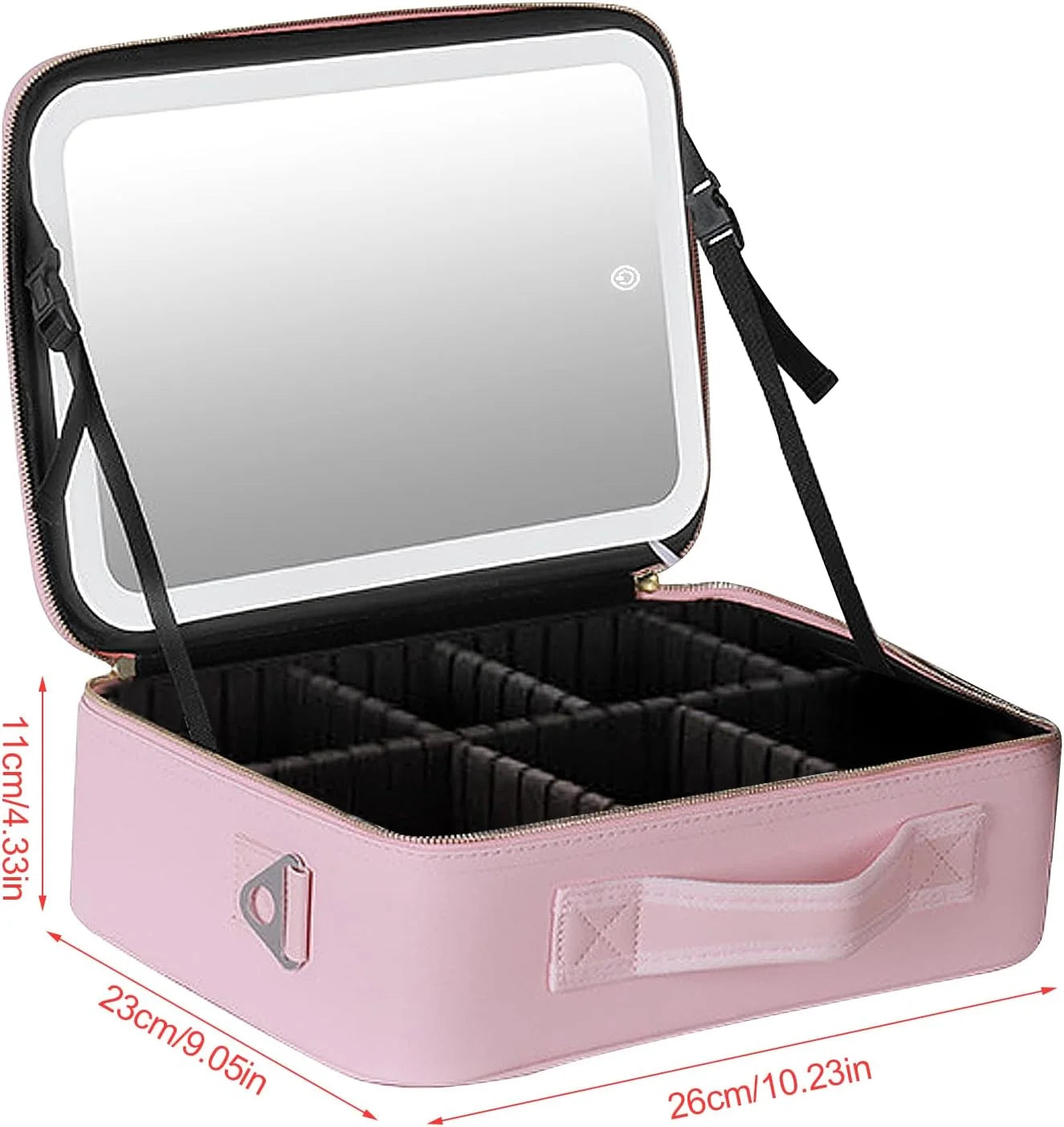 portable Makeup Bag with Adjustable Dividers, Waterproof PU Leather Makeup Case