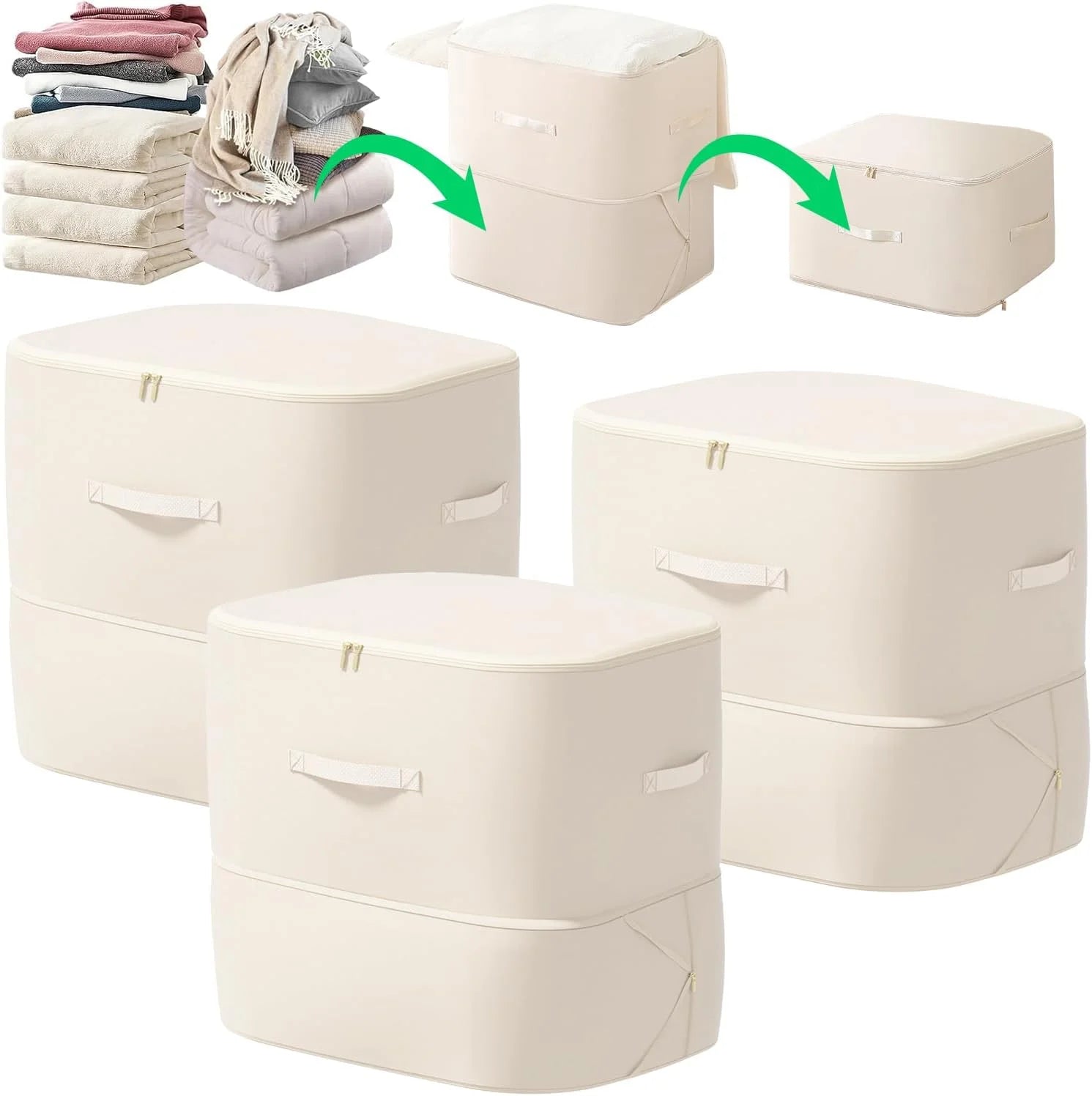 Self-Compressing Storage Bag Portable Organizer for Clothes Blankets - 3 Pack