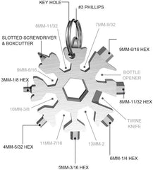 18-in-1 Snowflake Stainless Steel Multi-Tool Keychain
