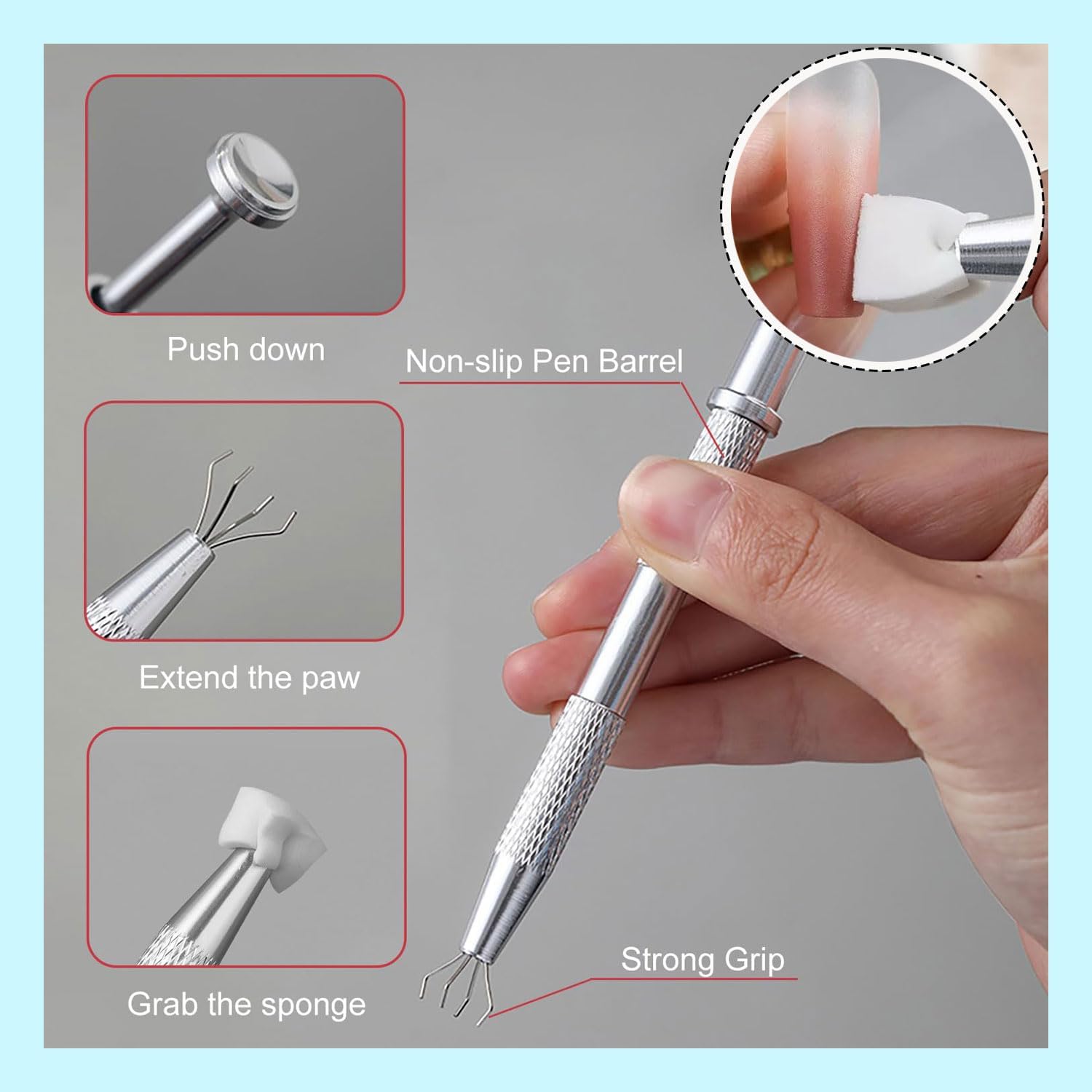 Nail Art Sponge and Grabber Tool Set - 50 Pcs