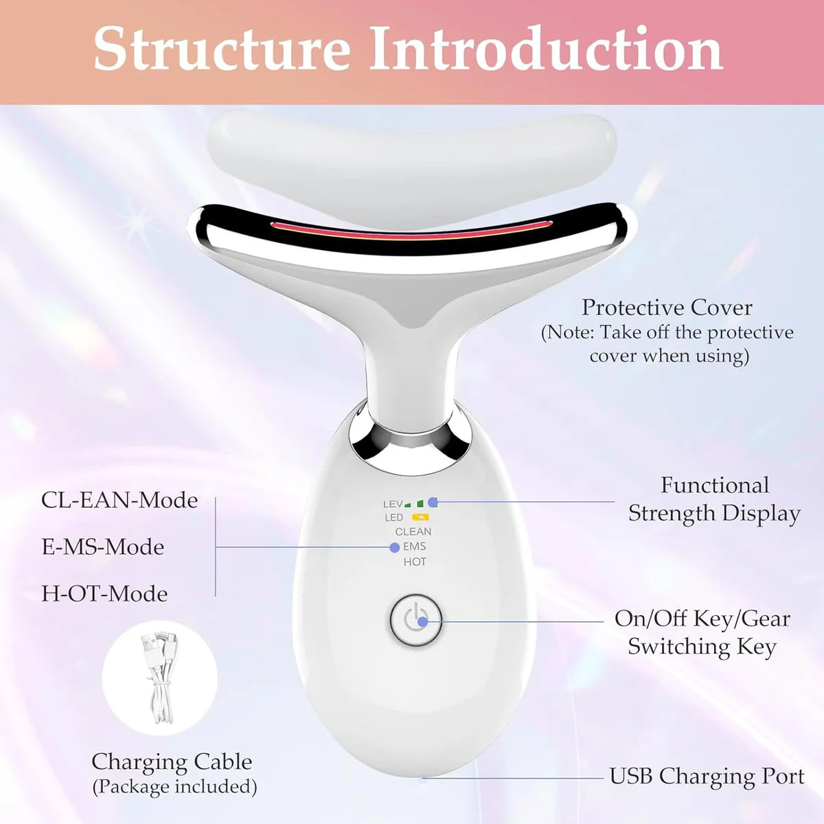 Anti-Aging Neck & Face Massager | Intense Pulsed Light Wrinkle Reducing Instrument - ES 1081