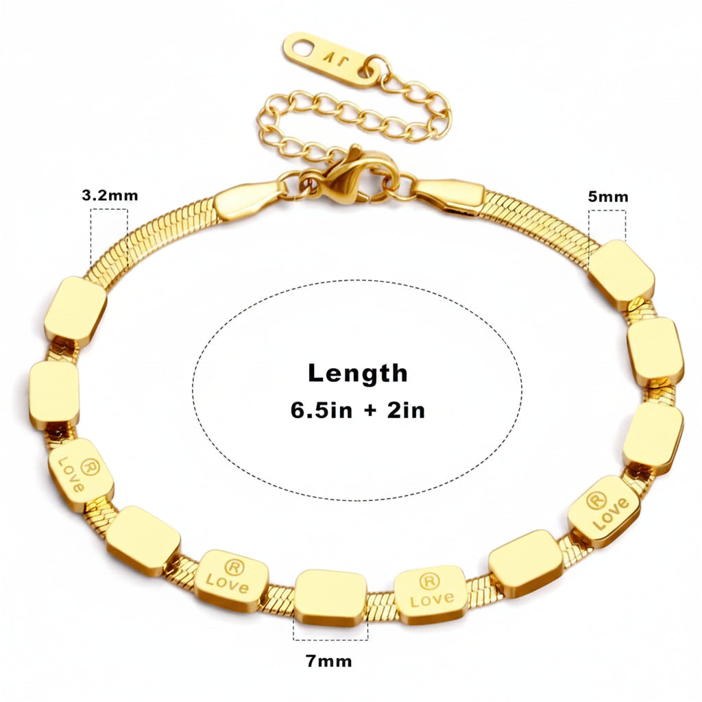 Stainless Steel Snake Chain Herringbone Bracelet for Women - Each