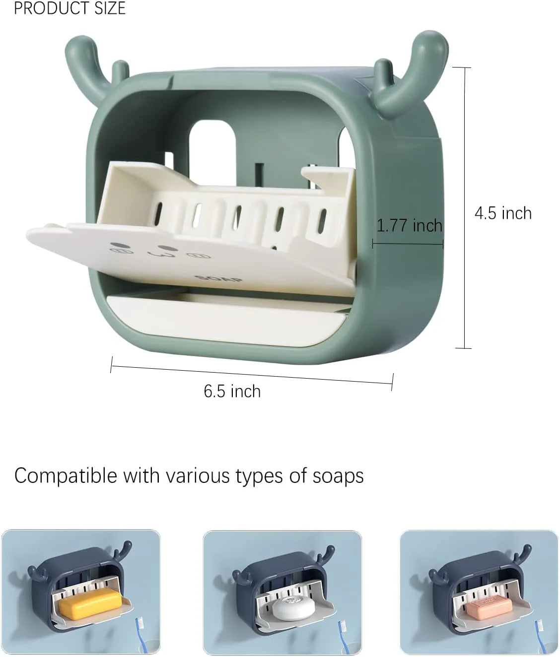 Cartoon Wall Mounted Soap Holder with Drain Drawer
