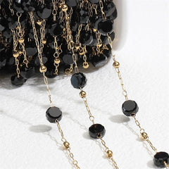Crystal Stone Black Beaded Chain Permanent Bracelet