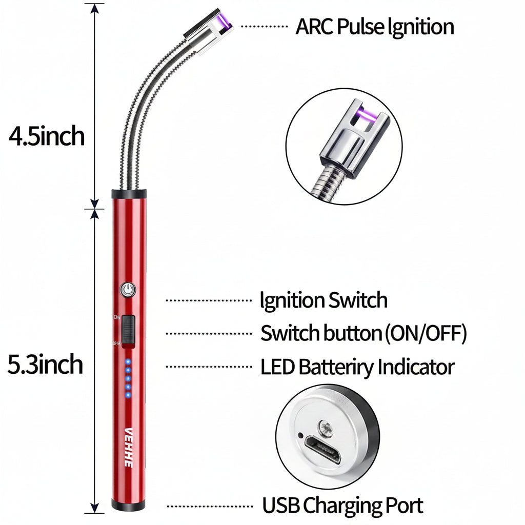 Rechargeable Candle Lighter Camping Lighters with Safety Switch