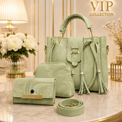 VIP Collection Brown 3-Piece Handbag Set