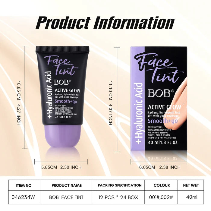 BOB Hyaluronic Acid Active Glow Face Foundation – 40ml