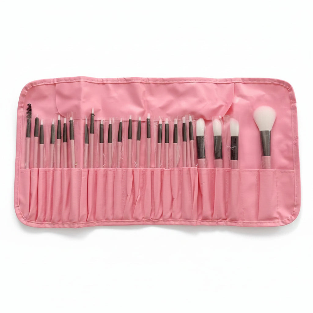 Professional Pink Makeup Brush Set with Pouch