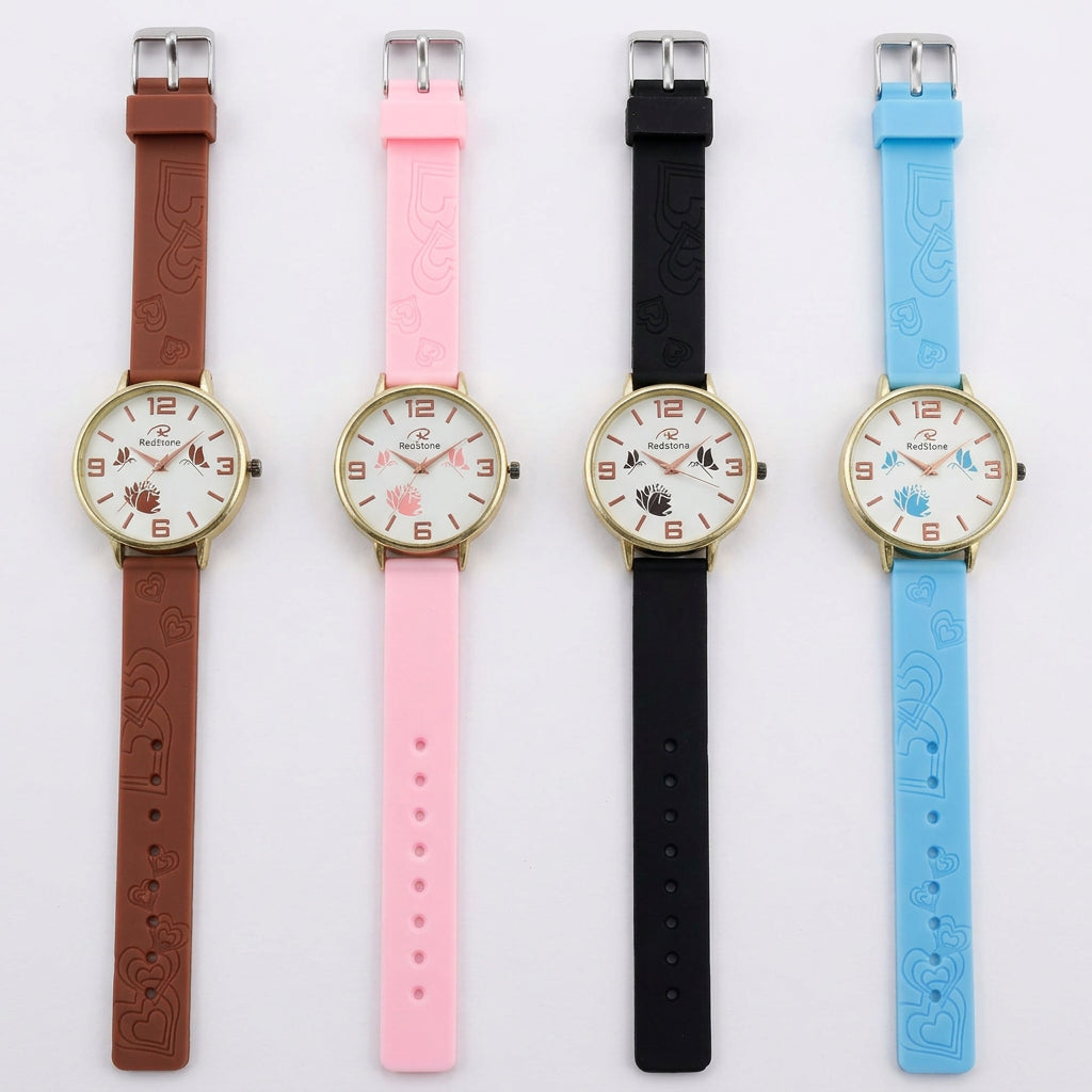 Redstone butterfly motifs analog quartz wristwatch