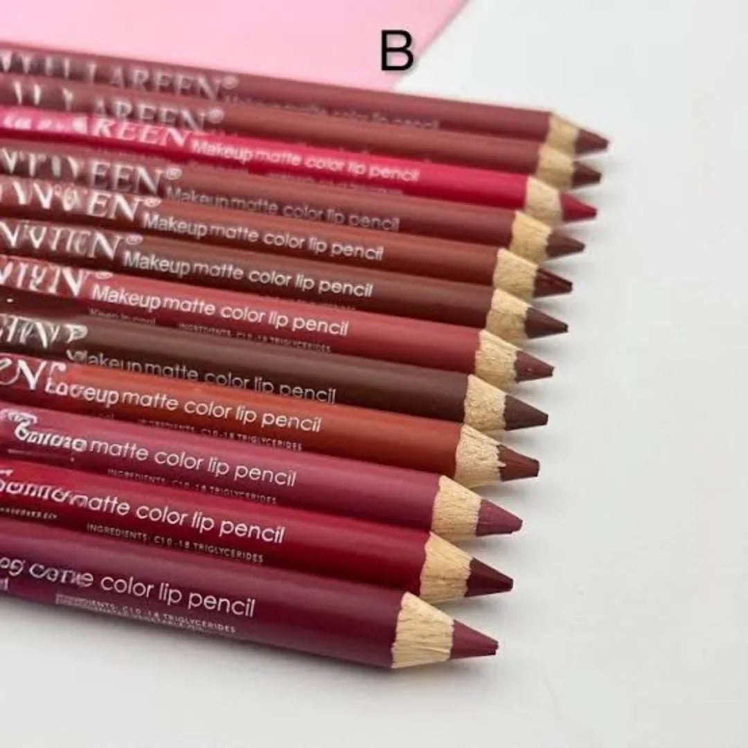 Lareen Makeup Matte Lip Pencil Pack of 12