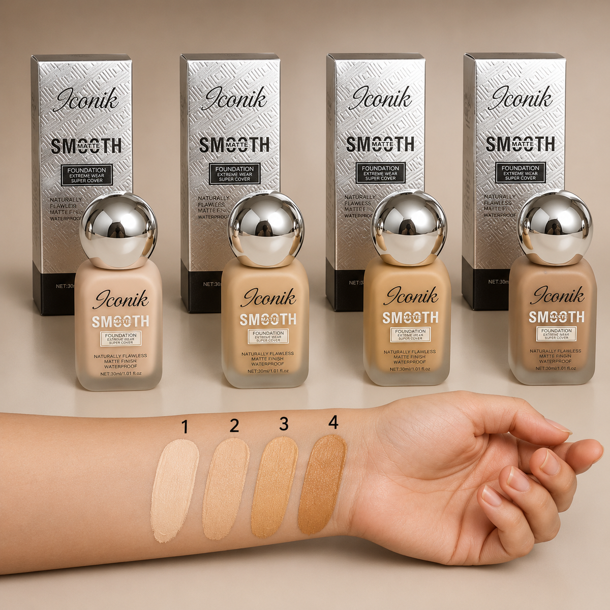 Iconik Smooth Matte Full Coverage Long Lasting Liquid Foundation - 30ml