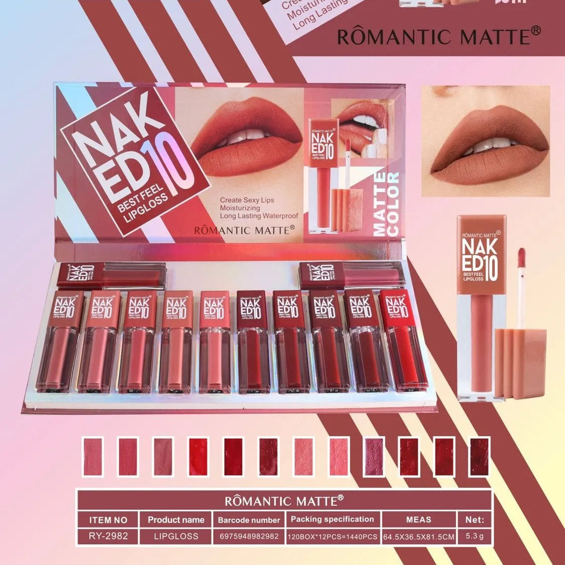 Romantic Matte Naked 10 Matte Color Lipgloss