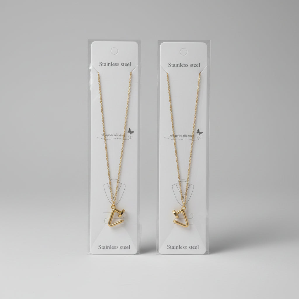 Stainless Steel Gold Initial Pendant Chain Necklace - Each
