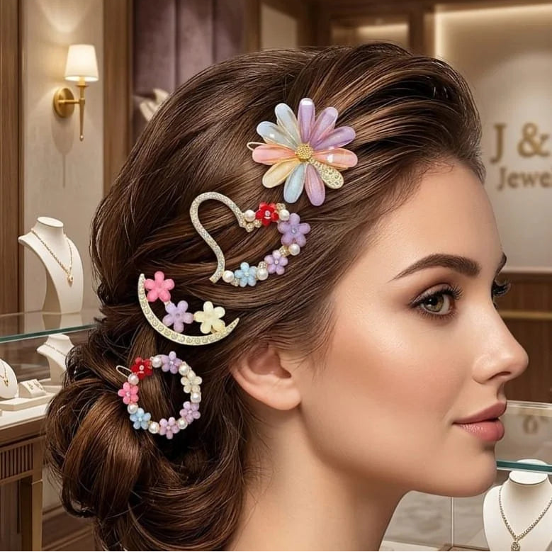 J&J Floral Hair Clip – 4 Piece Set