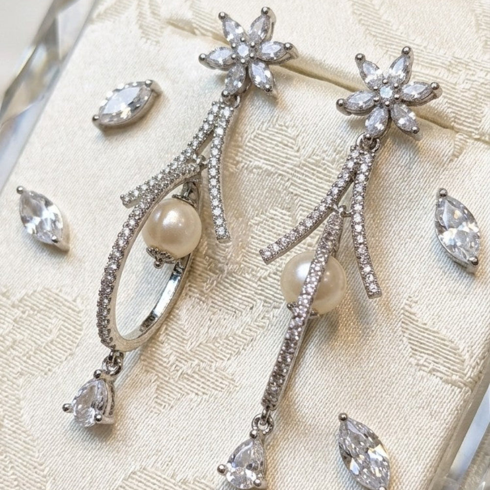 elegant silver-toned chandelier earrings
