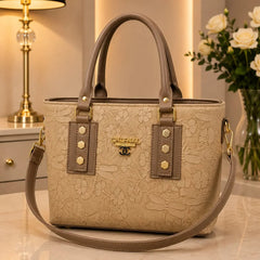 CHANEL Embossed Floral Leather Tote Handbag