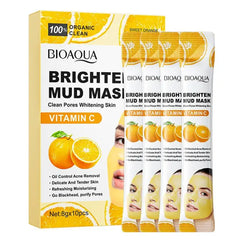 Bioaqua Vitamin C Brighten Cleansing Shrinking Pores Mud Mask - 8g*10 Pcs