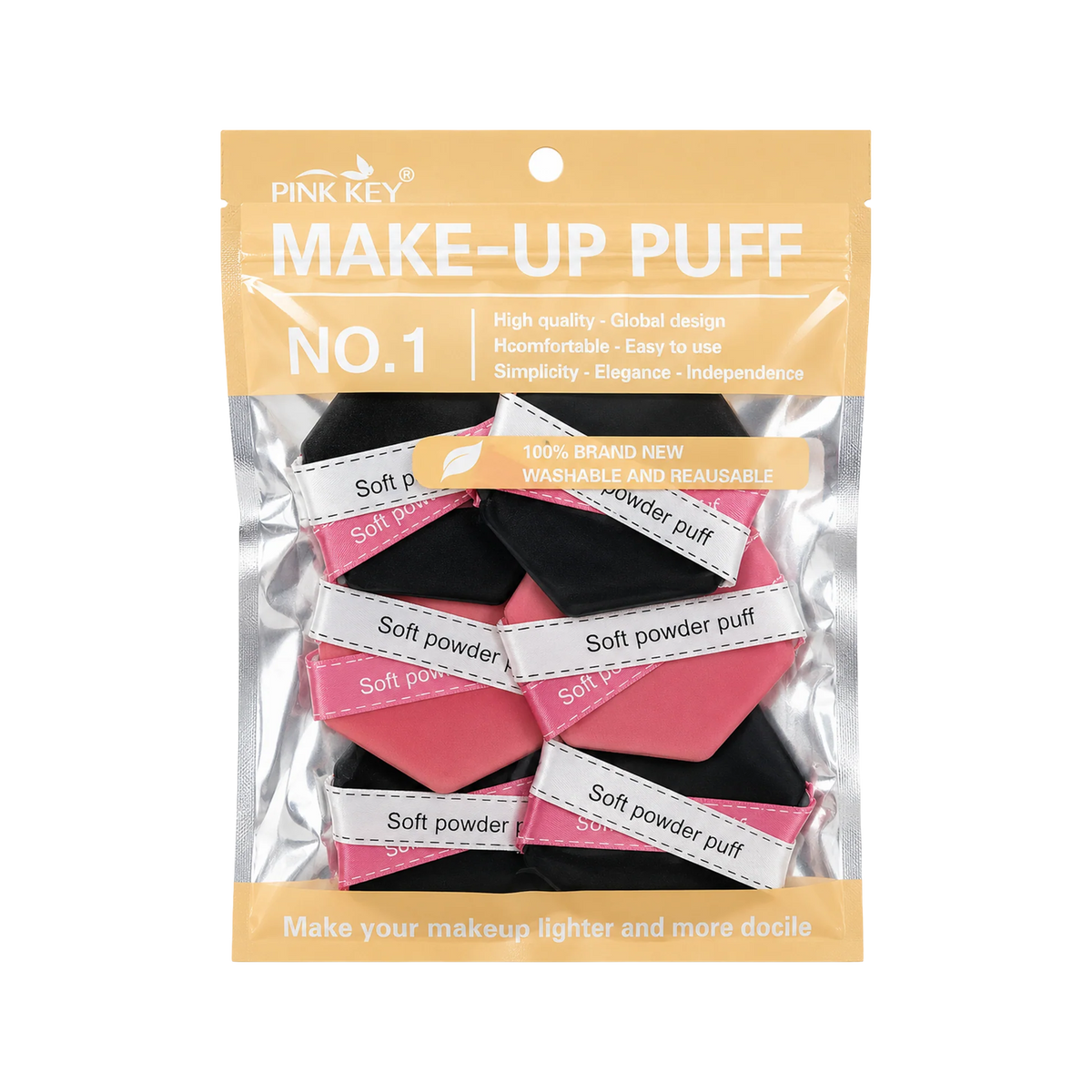 Pink Key Make-Up Puff - 6 Pcs