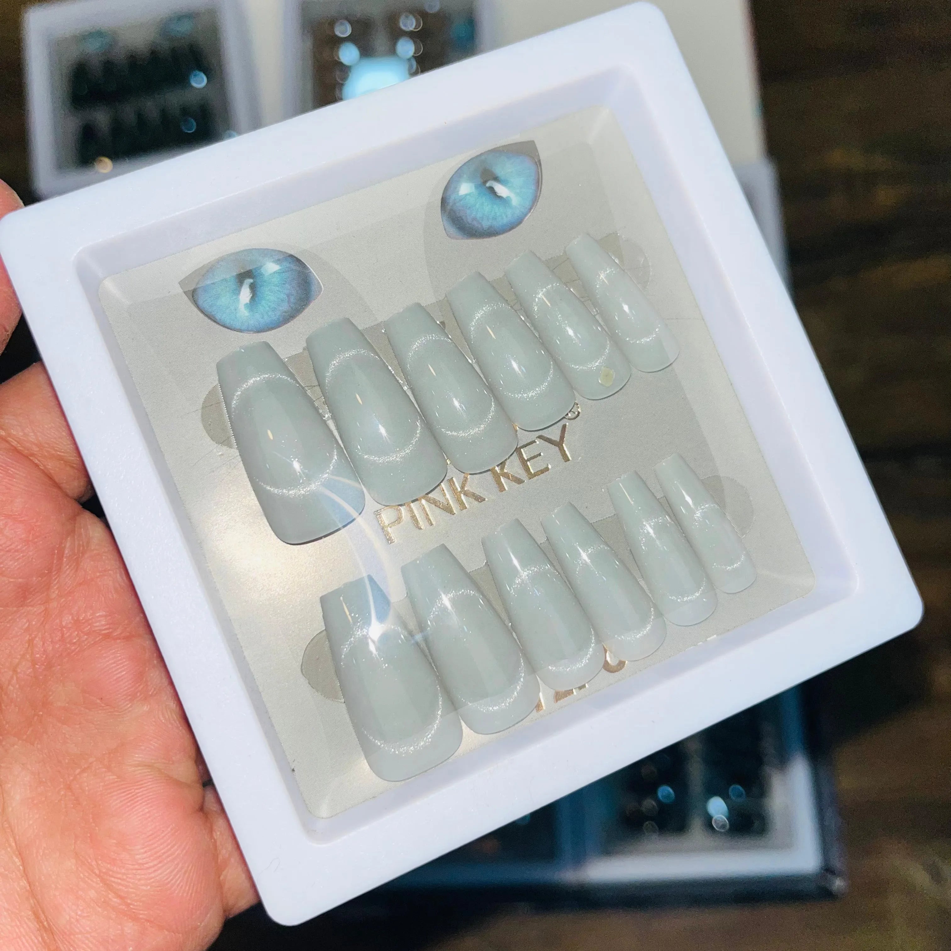 Pink key Stylish Salon Look Artifical Nails With Free Stickers (12 Pcs)