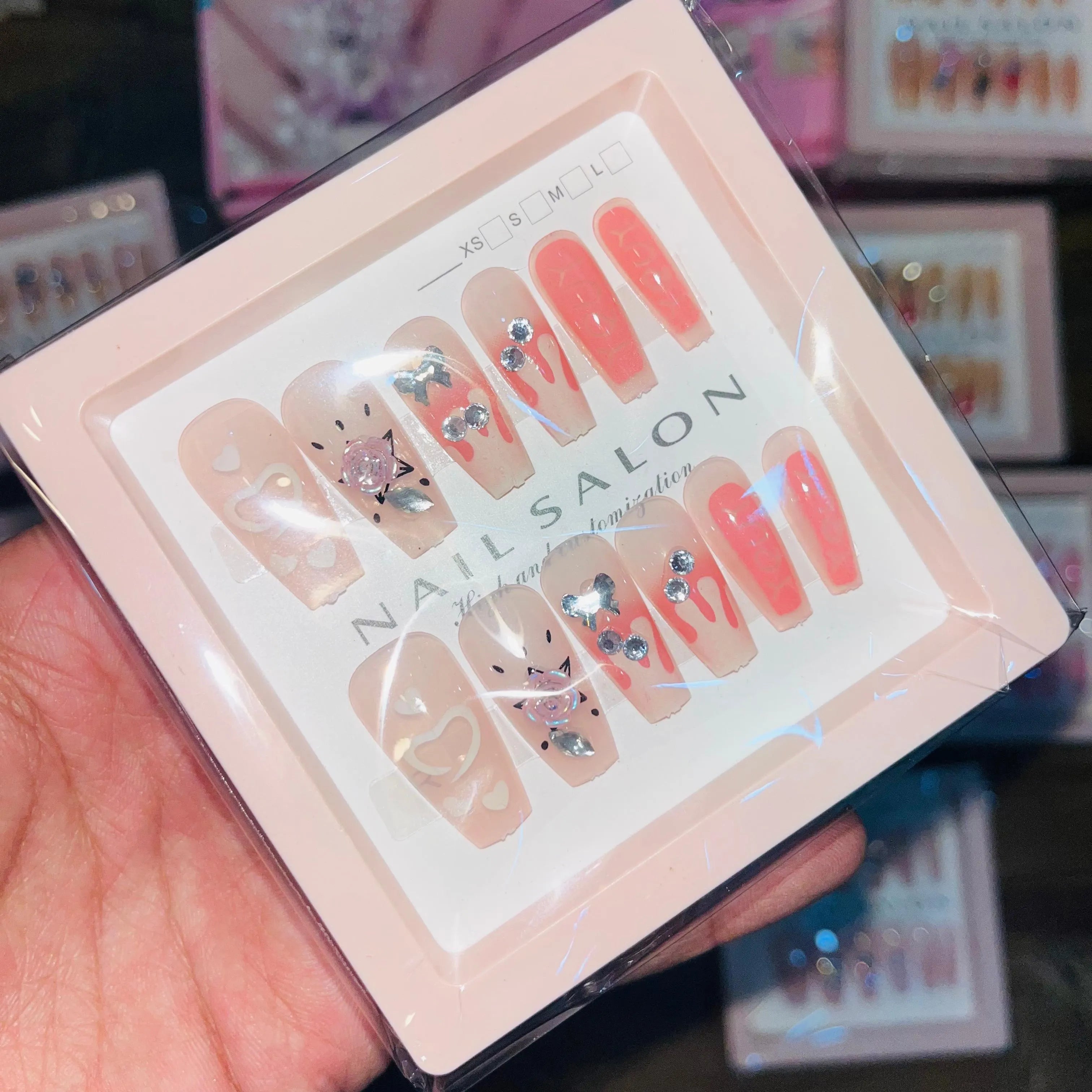 Salon Look Stylish Artifical Nails With Free Stickers(12 Pcs)