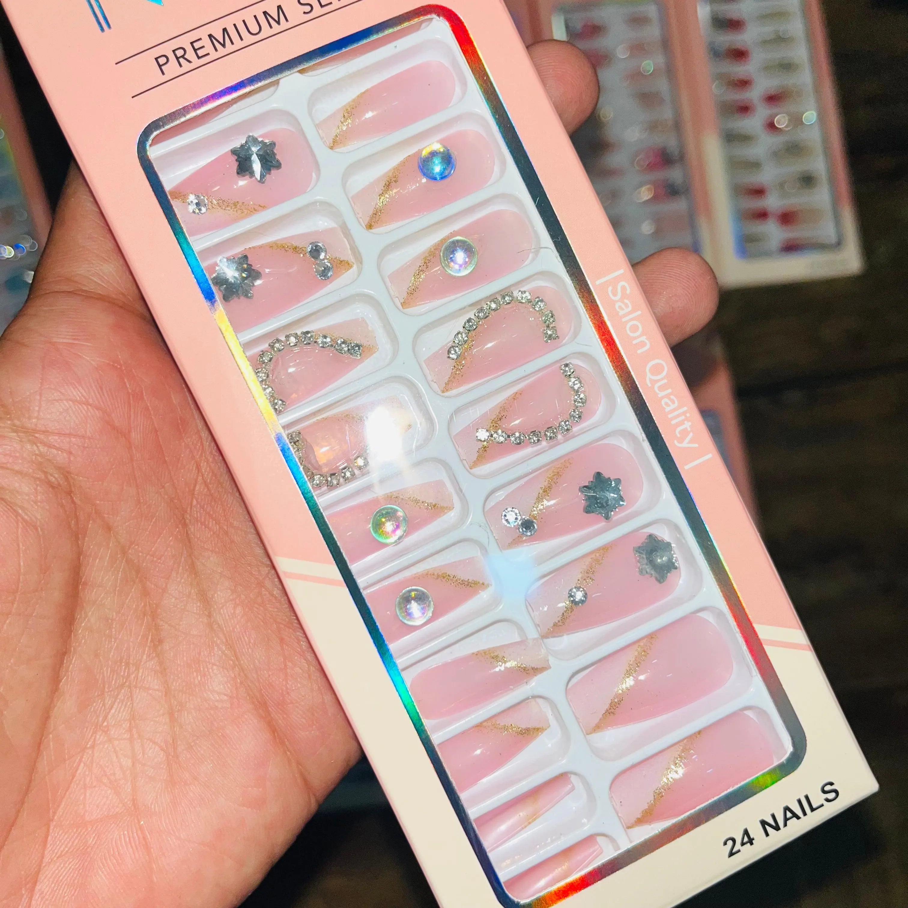 Professional Premium Series Artifical Nails With Free Stickers (24Pcs)