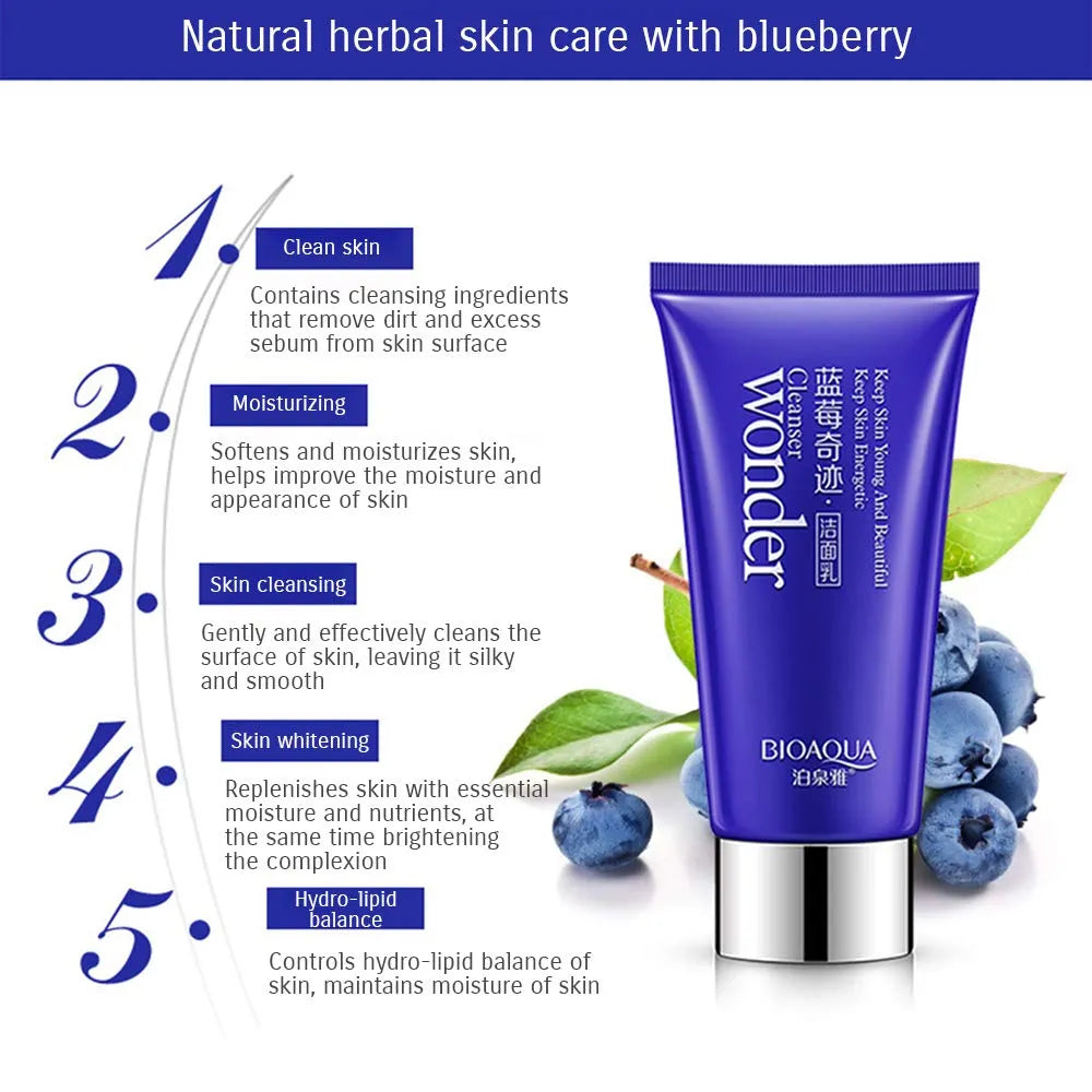 BIOAQUA Blueberry Wonder Skin Nutritional Cleansing  Moisturizing Cleanser - 100g