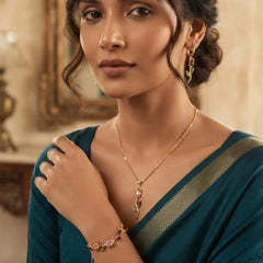 Multicolor Gemstone Floral Branch Jewelry Set
