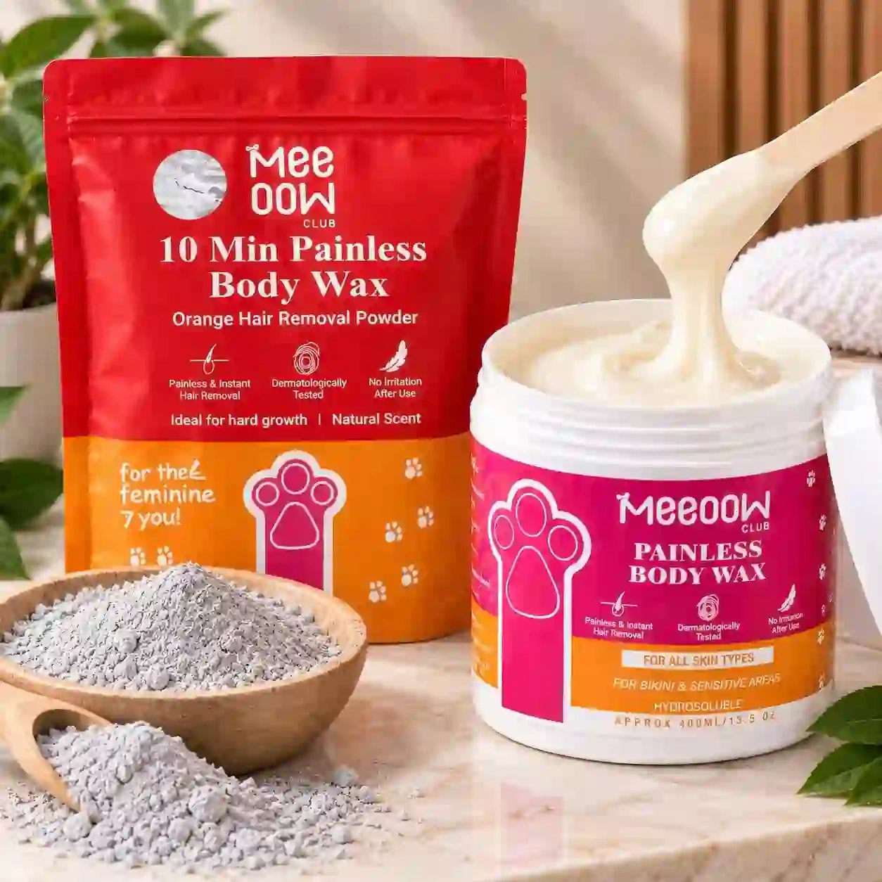 Meeoow Club 10 Min Painless Orange Body Wax Powder