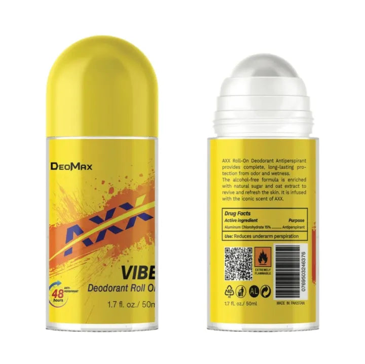 Deomax Vibe Deodorant Roll On 48H Long Lasting 50ml