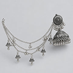 Oxidized Silver Bahubali Jhumkas with Sahara Ear Chains
