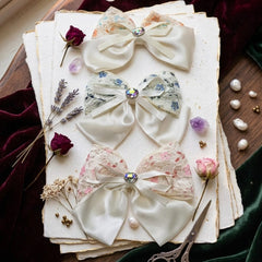 Ethereal Lace Bow Collection - Heirloom Satin & Pearl - Each