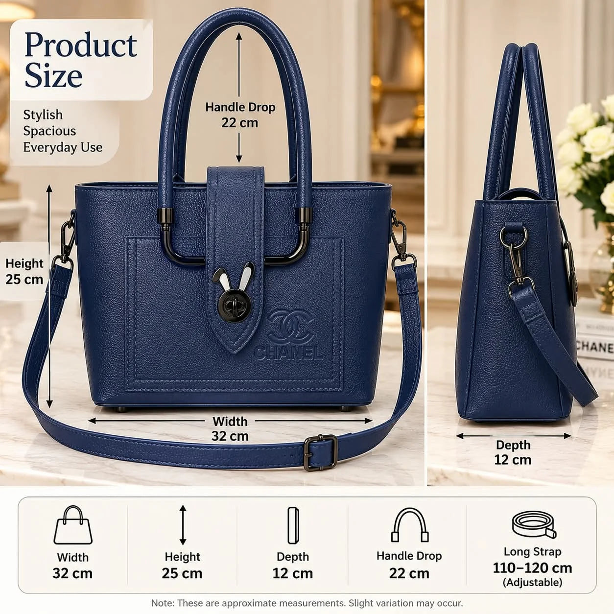 CHANEL Textured Leather Tote Handbag