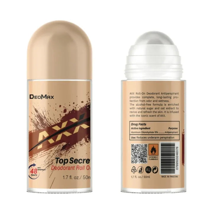 Deomax Top Secret Deodorant Roll On 48H Long Lasting 50ml