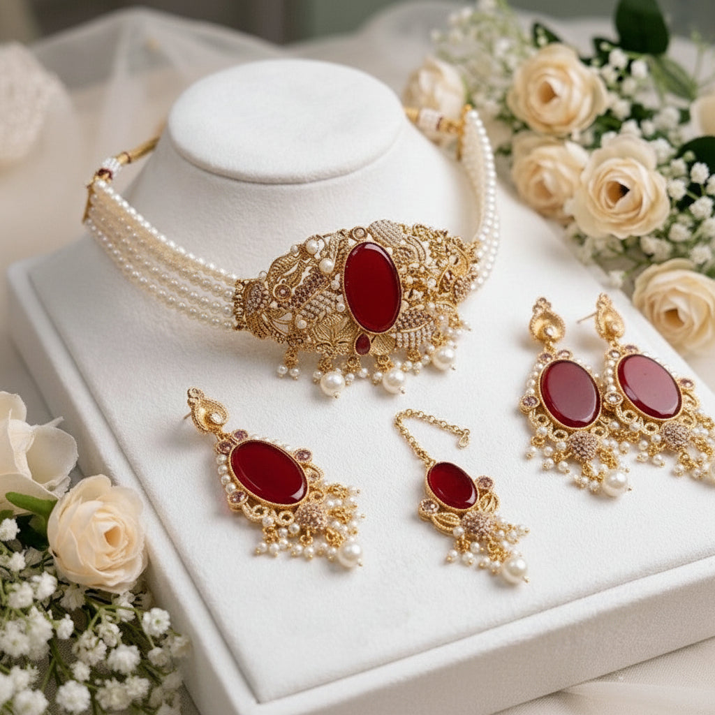Choker  Earring Tika Set