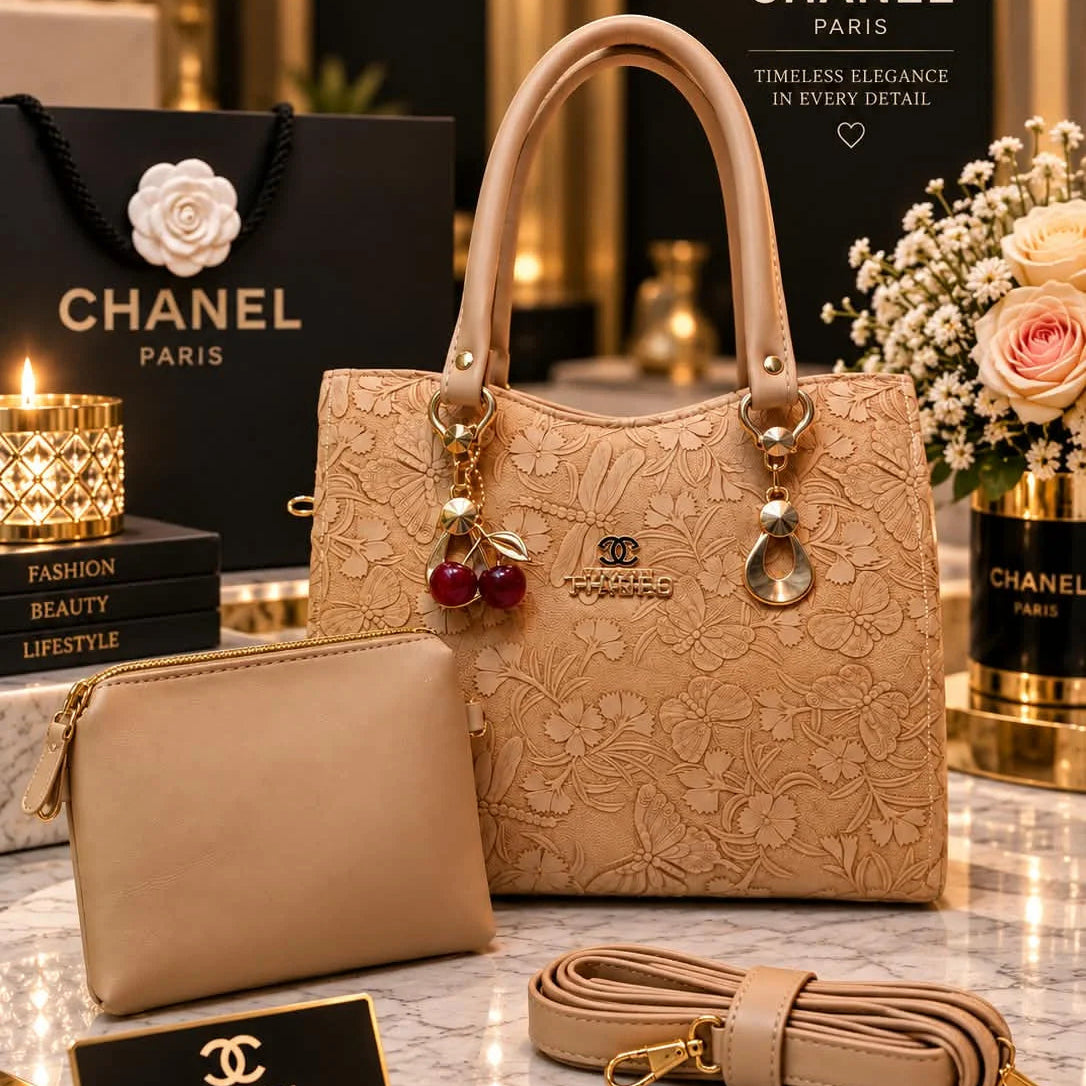 Chanel Embossed Floral Motif Tote Bag