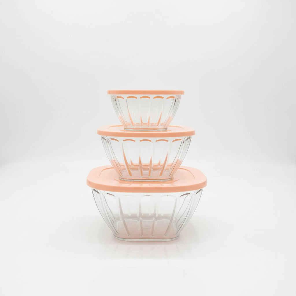 Bowls set with plastic lids - 3 Pcs