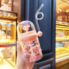 Fancy Kids Water Bottle with Straw - 260ml